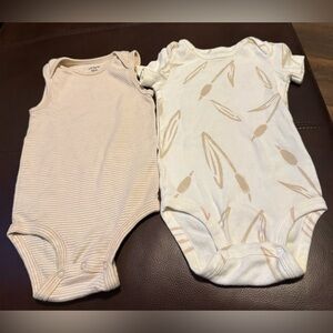 Carter's Cream and Tan Bodysuit Duo 12 month